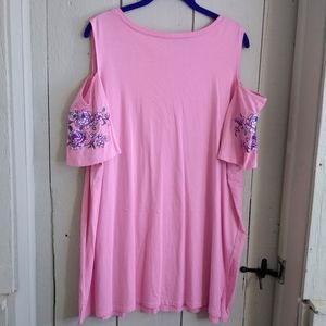 Pink Cold Shoulder Tunic by Woman Within 22-24